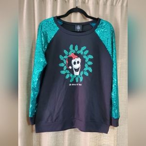 NWT Nightmare Before Christmas sweatshirt Green sequin Jack Skellington-Jrs 2XL